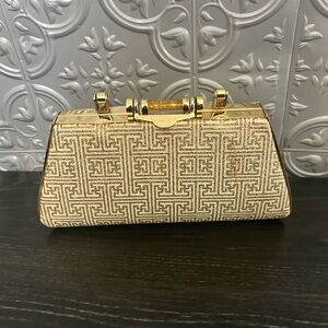 Elegant Gold and Brown Designer Clutch